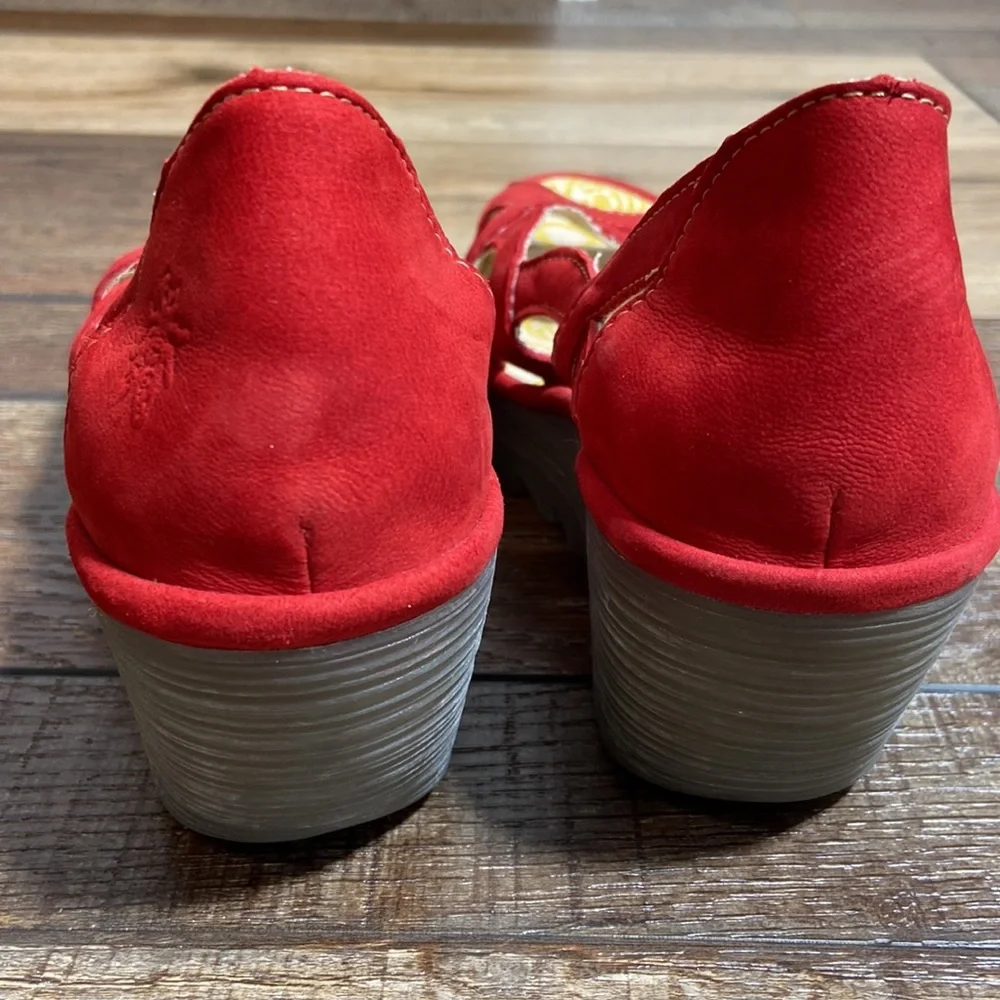 Fly London Red Suede Wedge Pumps Size EU 37